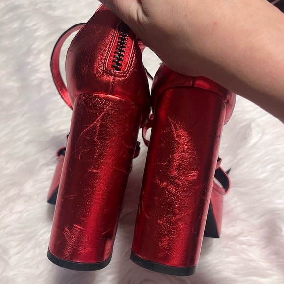 Dolls kill widow metallic red studded platform sandals - Picture 8 of 8